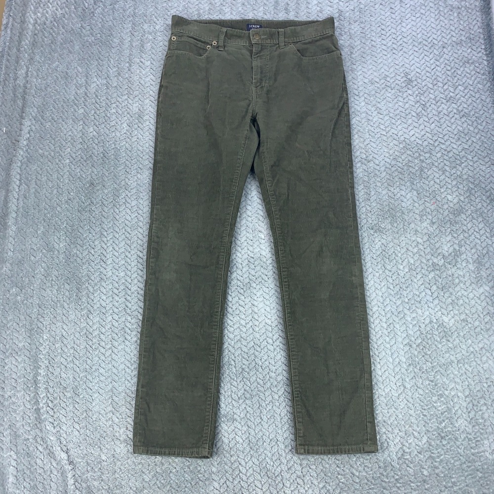 J.Crew Corduroy Pants Mens 29x30 Olive Green Slim Fit Flex J7334